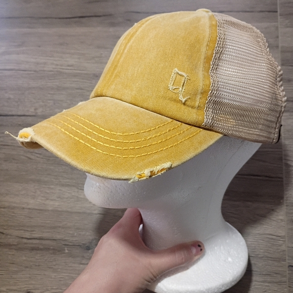 C.C Accessories - C.C Yellow Distressed Trucker Hat